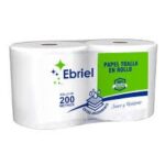 PAPEL TOALLA EN ROLLO 100% CELULOSA 200 MT C/ROLLO  PACK X 2
