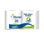 PAPEL TOALLA EN ROLLO ECOLOGICO 200 MT C/ROLLO PACK X 2