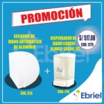 SECADOR AUTOMÁTICO DE ALUMINIO BLANCO + DISPENSADOR DE JABÓN BLANCO GRANEL
