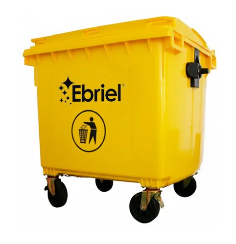 carrito9 Contenedor Plástico Con 4 Ruedas, Sin Pedal, de 1100 Litros - Amarillo - Imagen 1